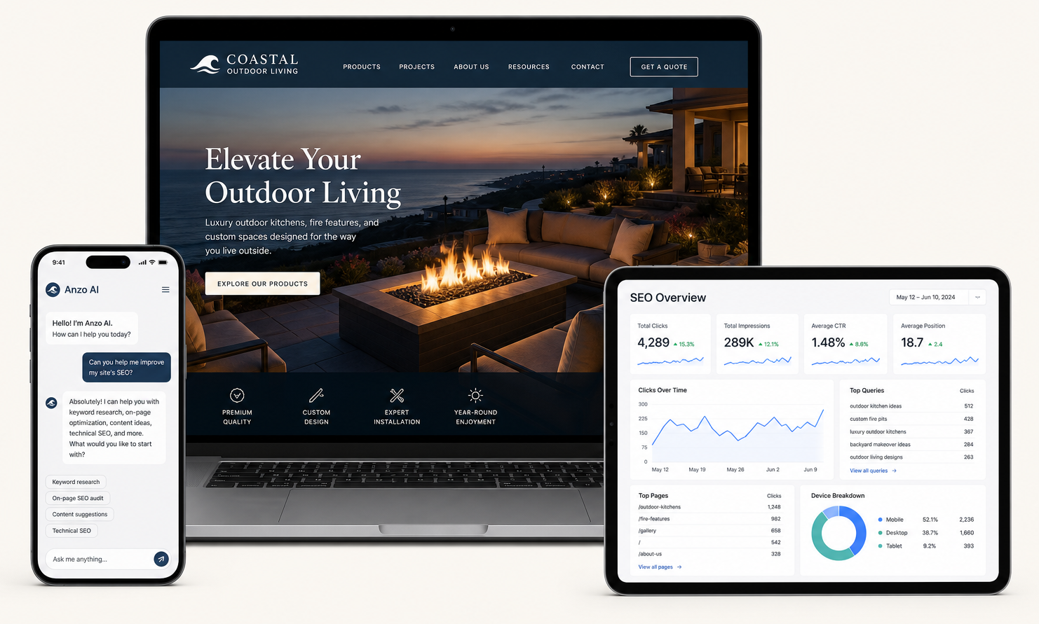 What Anzo builds: client websites, SEO dashboards, and AI chat for Florida service businesses